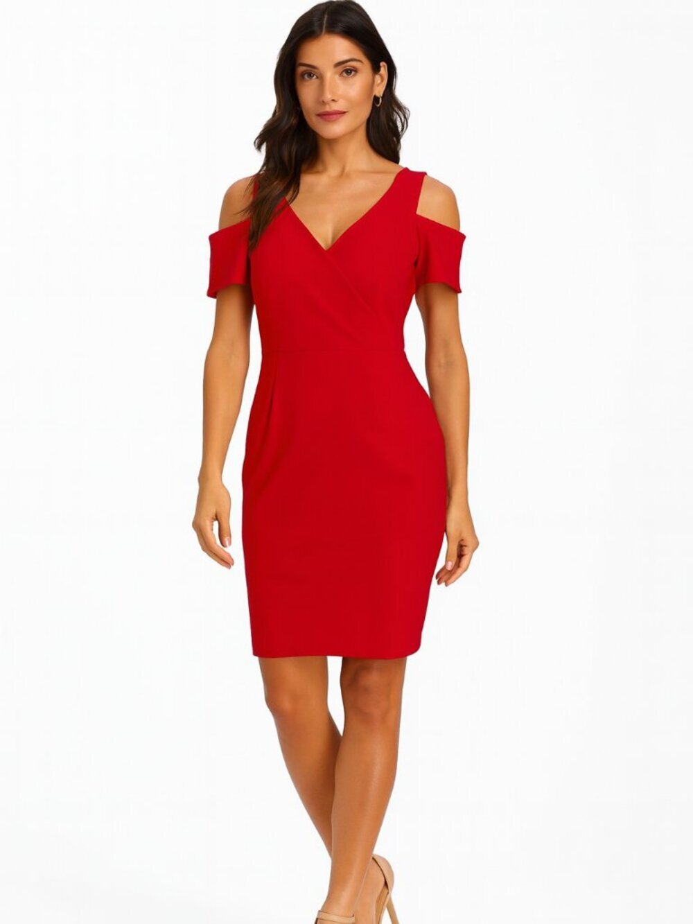 Worthington Red Cold-Shoulder Sheath Dress Women’s Size 14